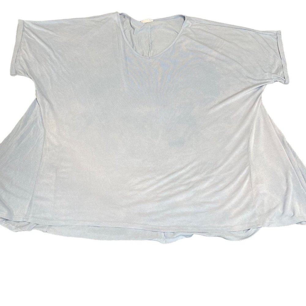 Jennaration Women Shirt Top Blouse Size 2XL Light Blue Shade Color Short Sleeve